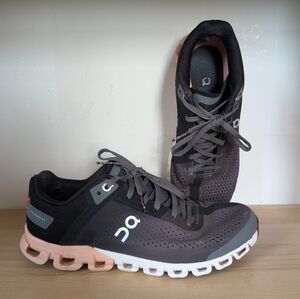 On Running Women's Athletic Shoes in Black and Light Pink